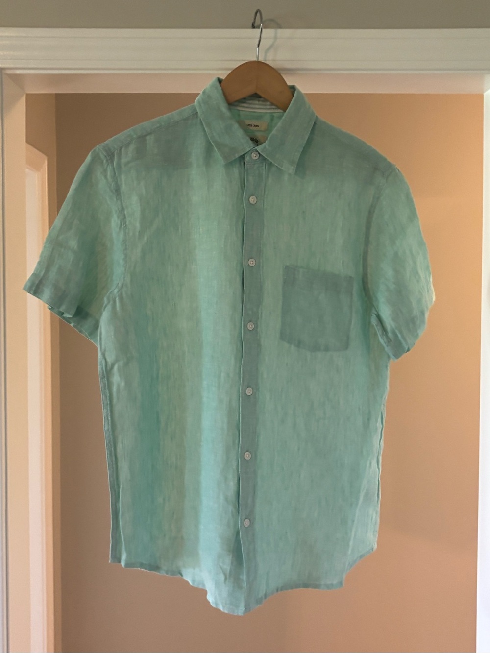 Panama Jack Mint Green 100% Linen Short-Sleeve Button-Down Shirt